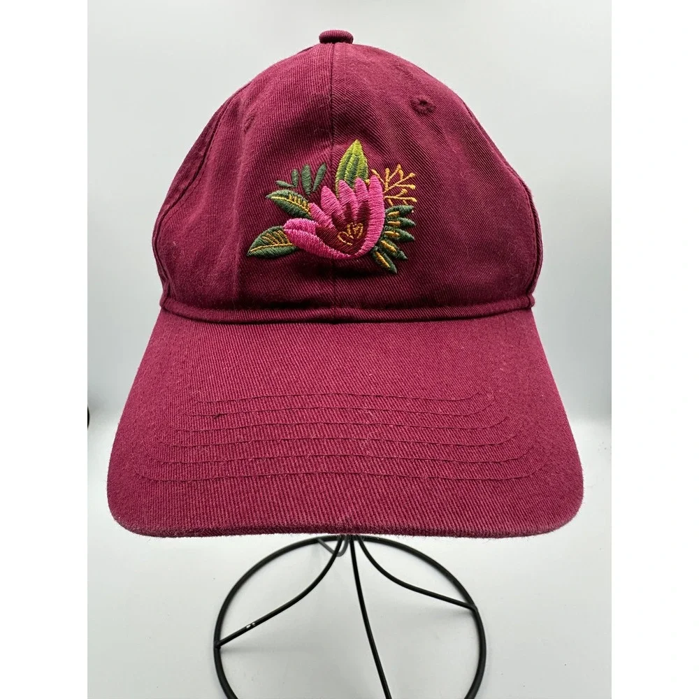 Bass Pro‎ Shops Hat Youth OS Maroon Floral Embroidered Adjustable Baseball Cap